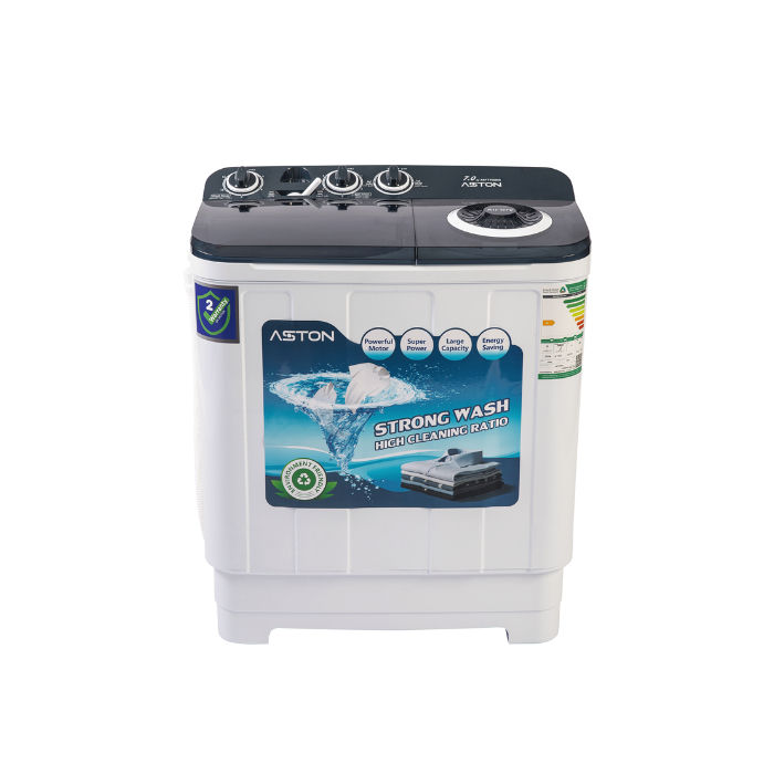 غسالة أستون حوضين 7 كيلو - أبيض